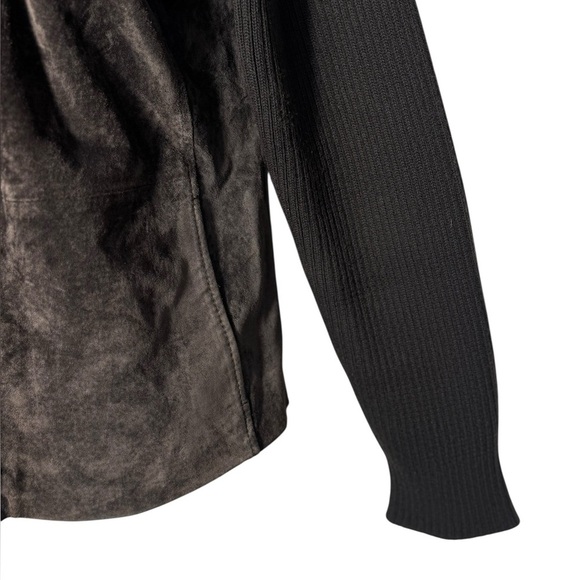 FABIO brown genuine leather with sweater sleeves jacket sz Medium vintage Y2K - Picture 9 of 17